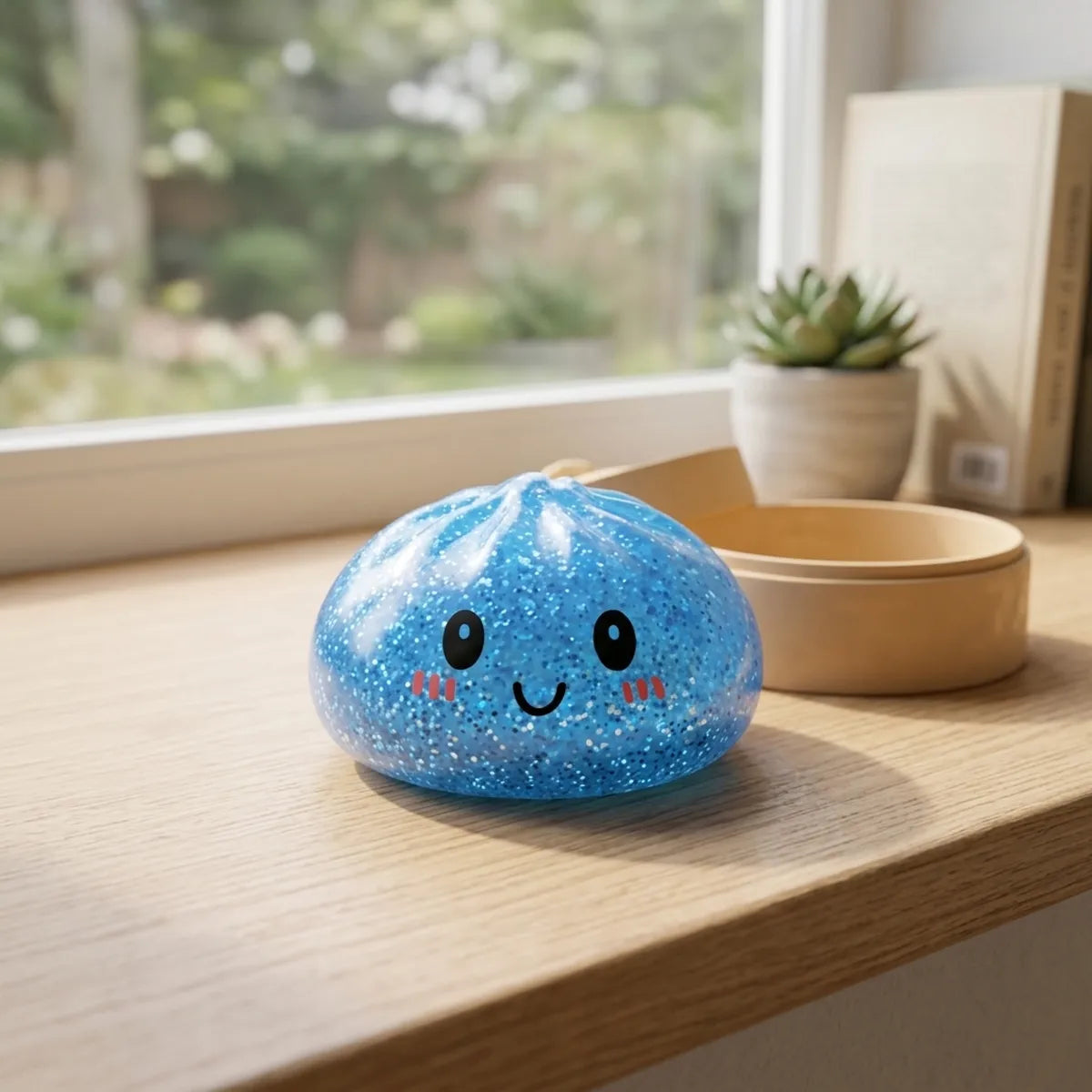 Calm Blue Glitter Dumpling Squishy - Image 8