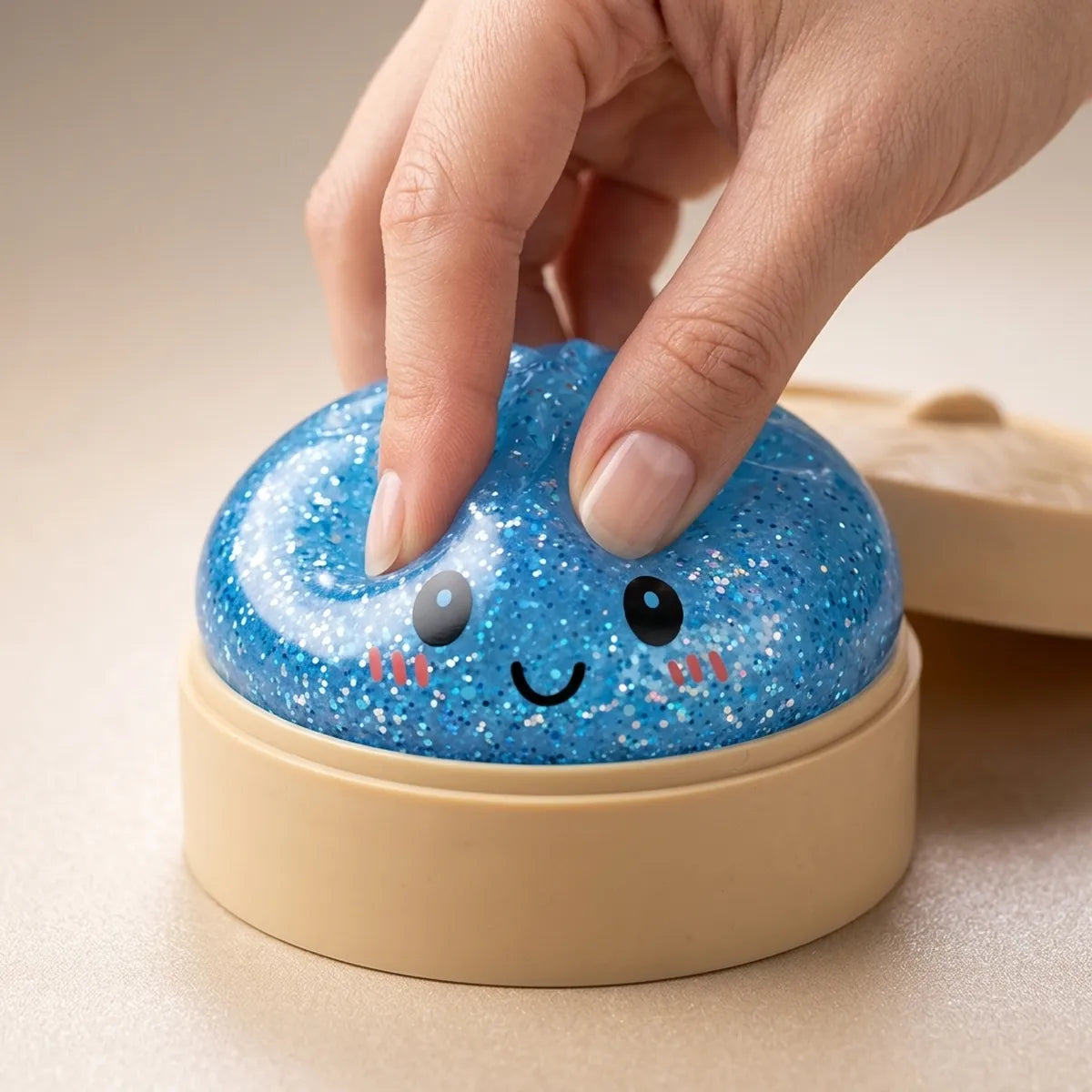 Calm Blue Glitter Dumpling Squishy - Image 5