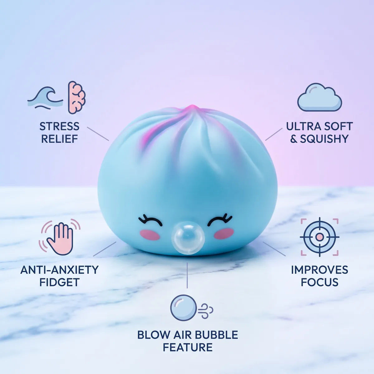 Frost Blue Rare Blow Dumpling Squishy - Image 6