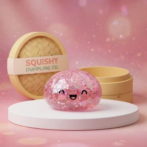 Bubblegum Pink Sparkle Dumpling Squishy