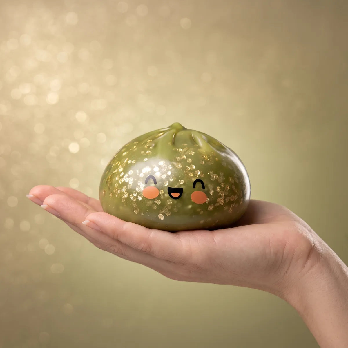 Emerald Dark Green Sparkle Dumpling Squishy - Image 3