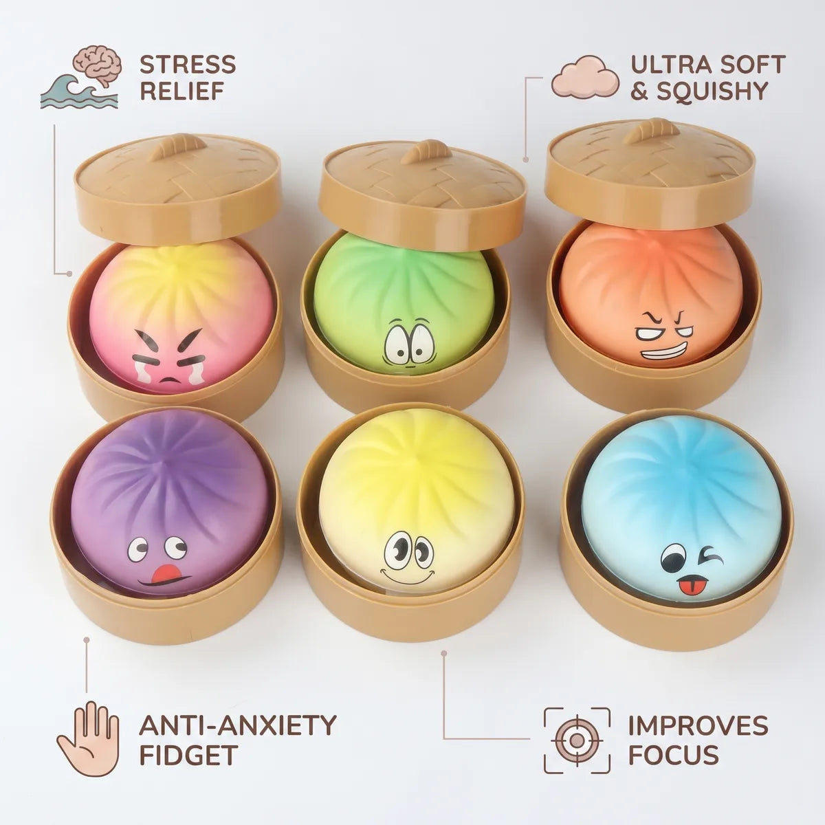 Pillowy Dumpling Squishy Mystery Bun Fidget Toy - Image 7