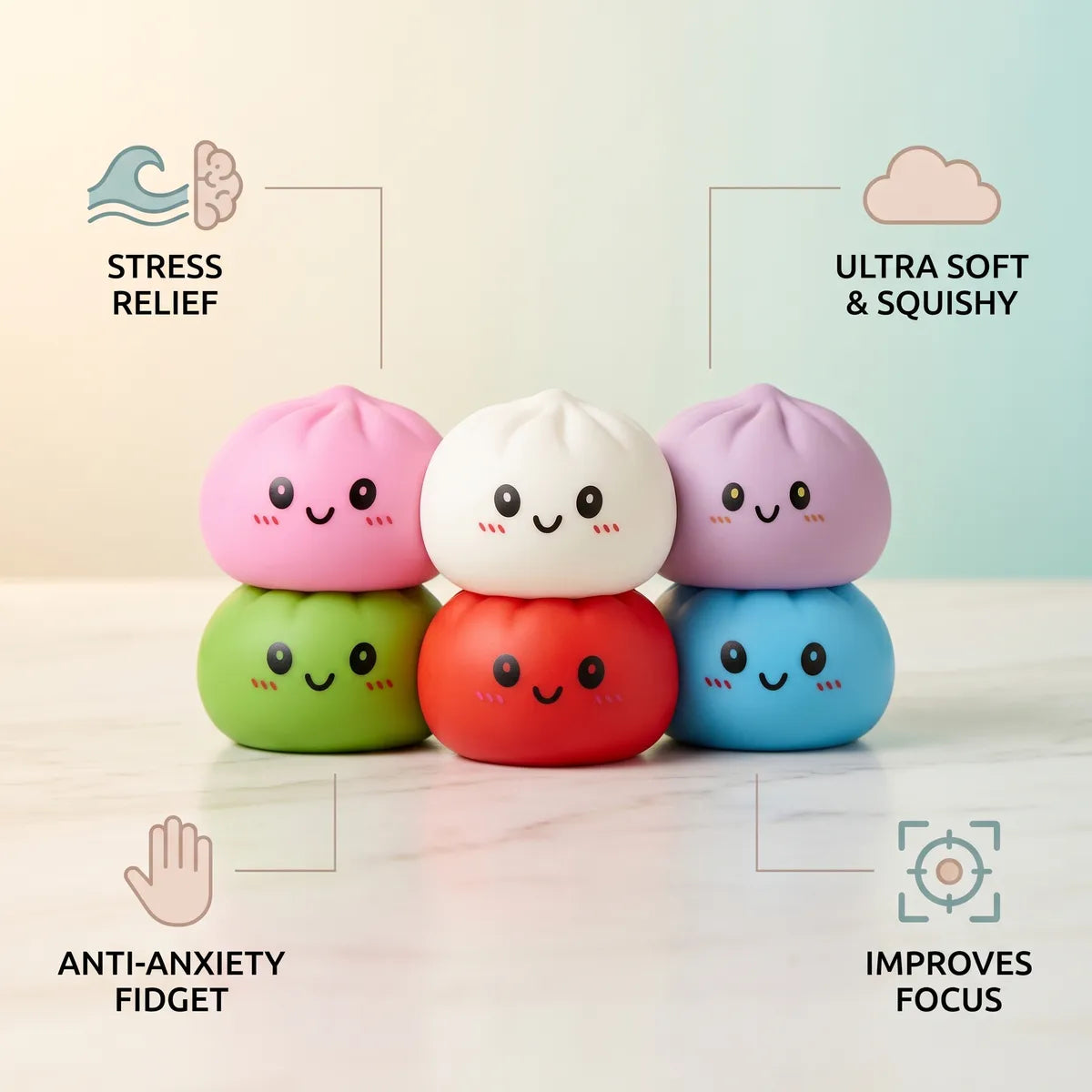 Plain Dumpling Squishy Set 6 Pieces - Image 6