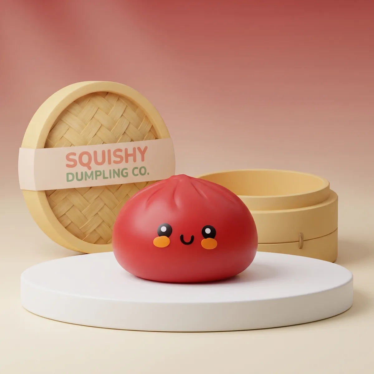 Fluffy Red Dumpling Squishy Bun