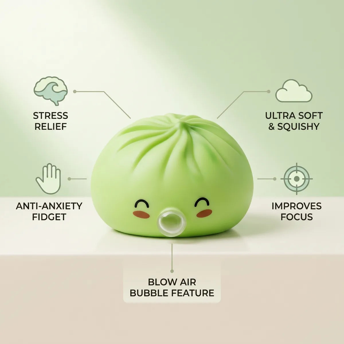 Matcha Green Rare Blow Dumpling Squishy - Image 6