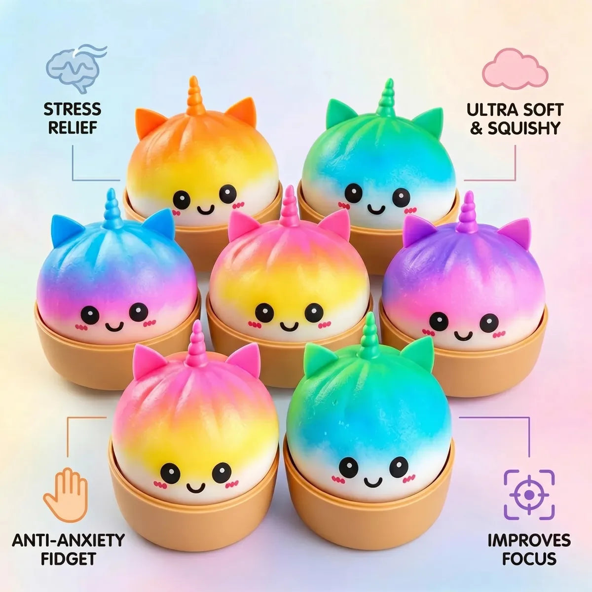 Magical Jumbo Unicorn Rainbow Squishy Dumplings - Image 7