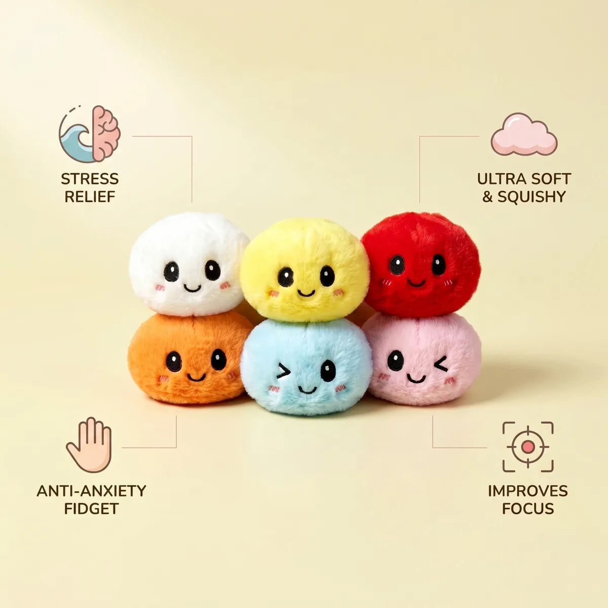 Keychain Plush Dumpling Squishy 6 Pieces - Image 6