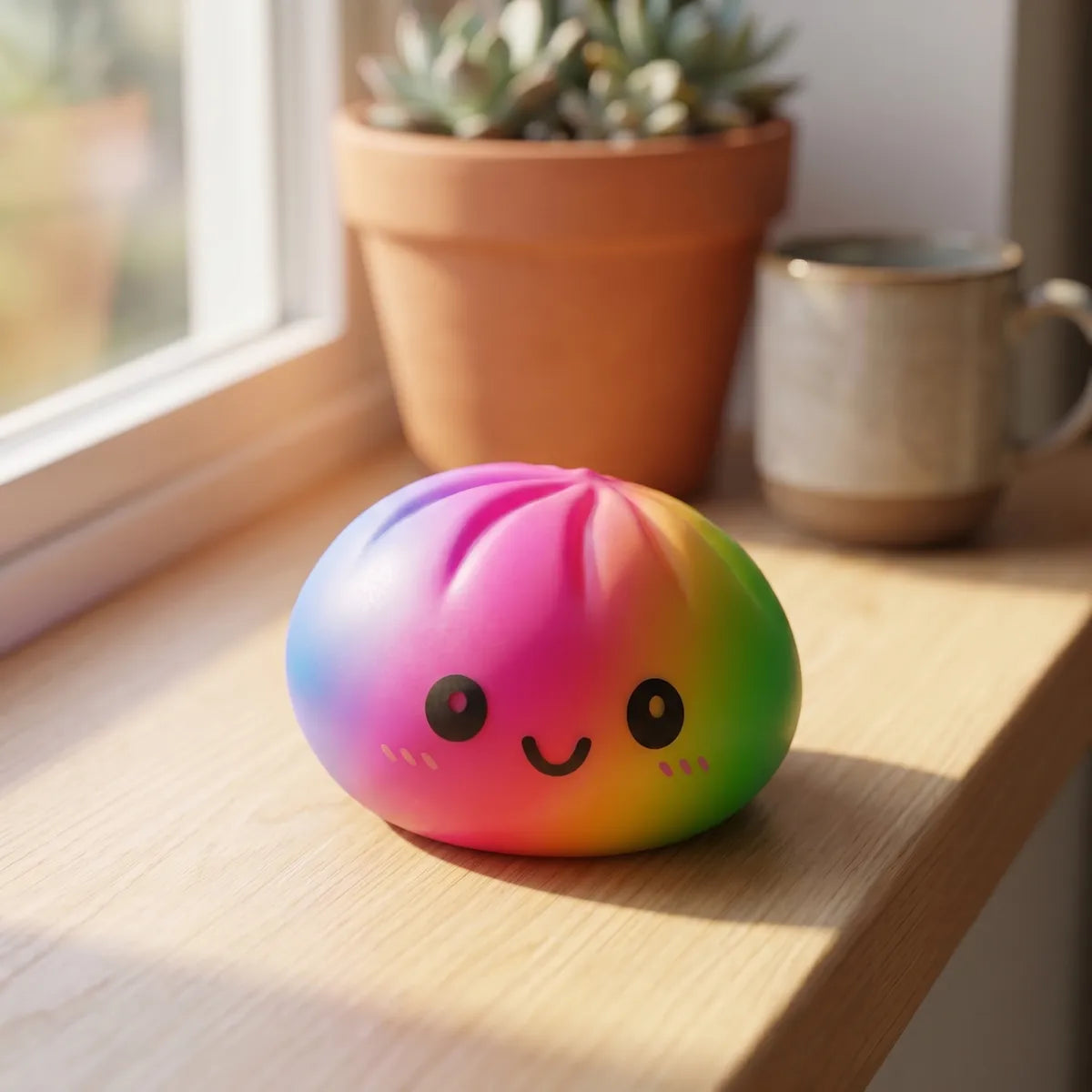 Colorful Large Rainbow Dumpling Squishy - Image 7
