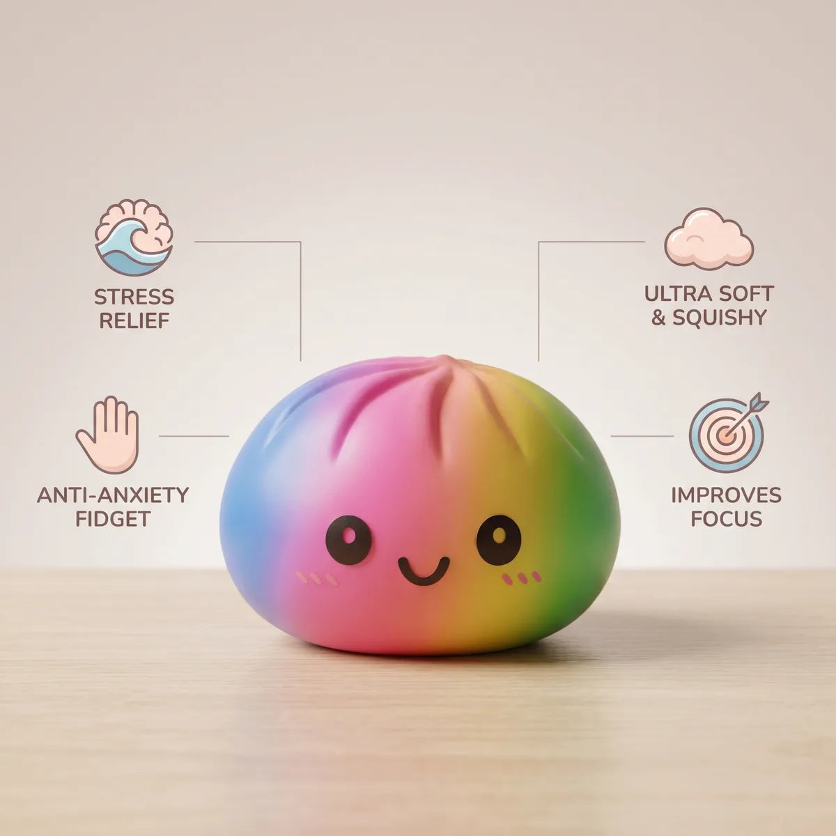Colorful Large Rainbow Dumpling Squishy - Image 5