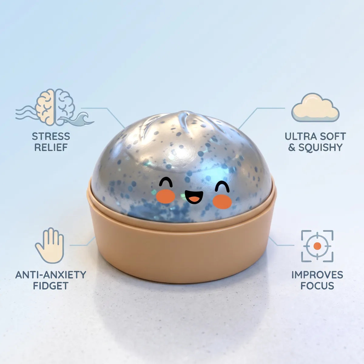 Icy Light Blue Sparkle Dumpling Squishy - Image 5