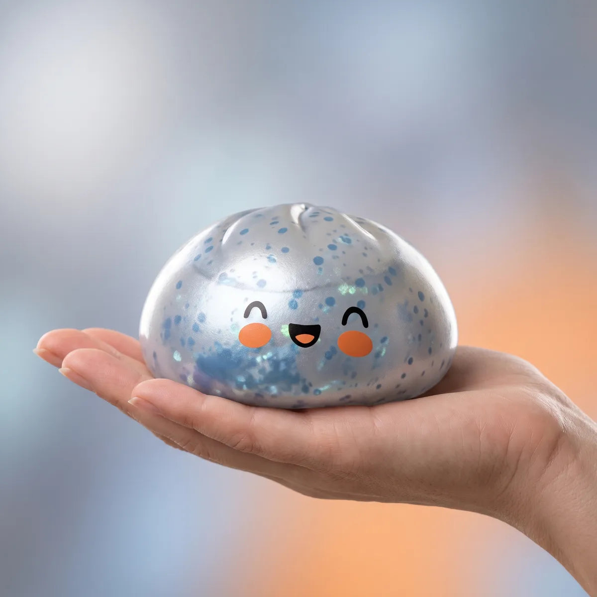 Icy Light Blue Sparkle Dumpling Squishy - Image 3