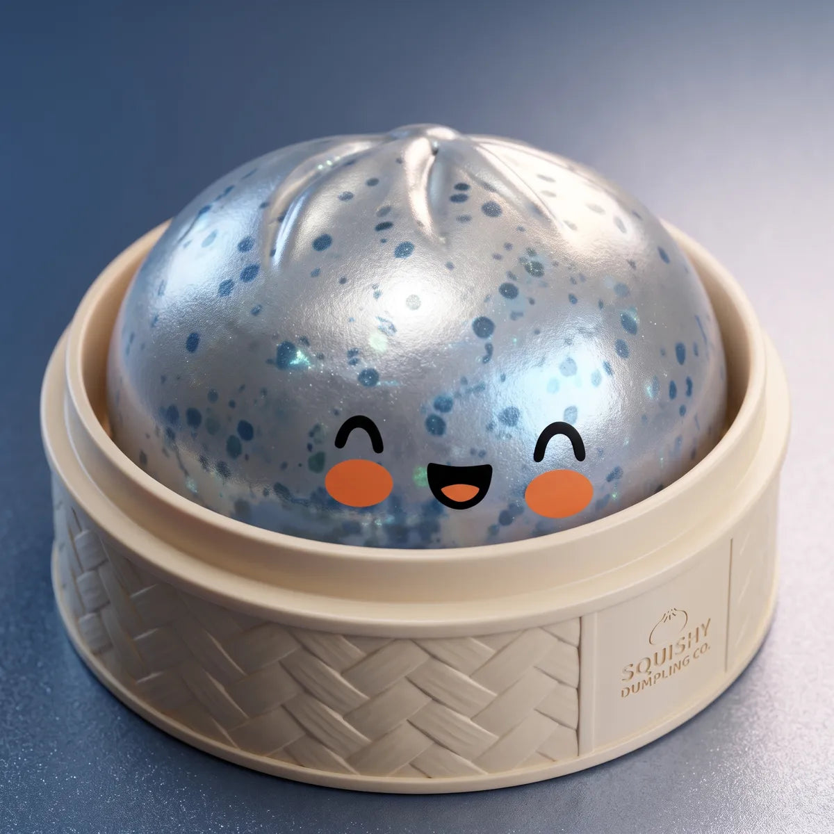 Icy Light Blue Sparkle Dumpling Squishy - Image 2