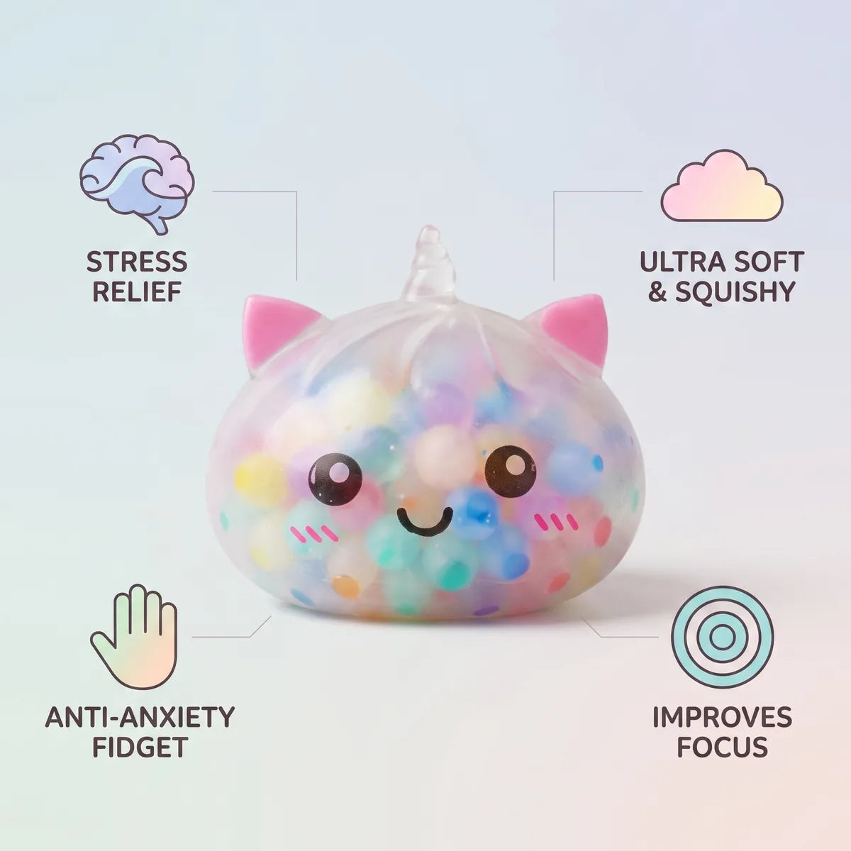 Pastel Multicolor Unicorn Bubble Dumpling Squishy - Image 6