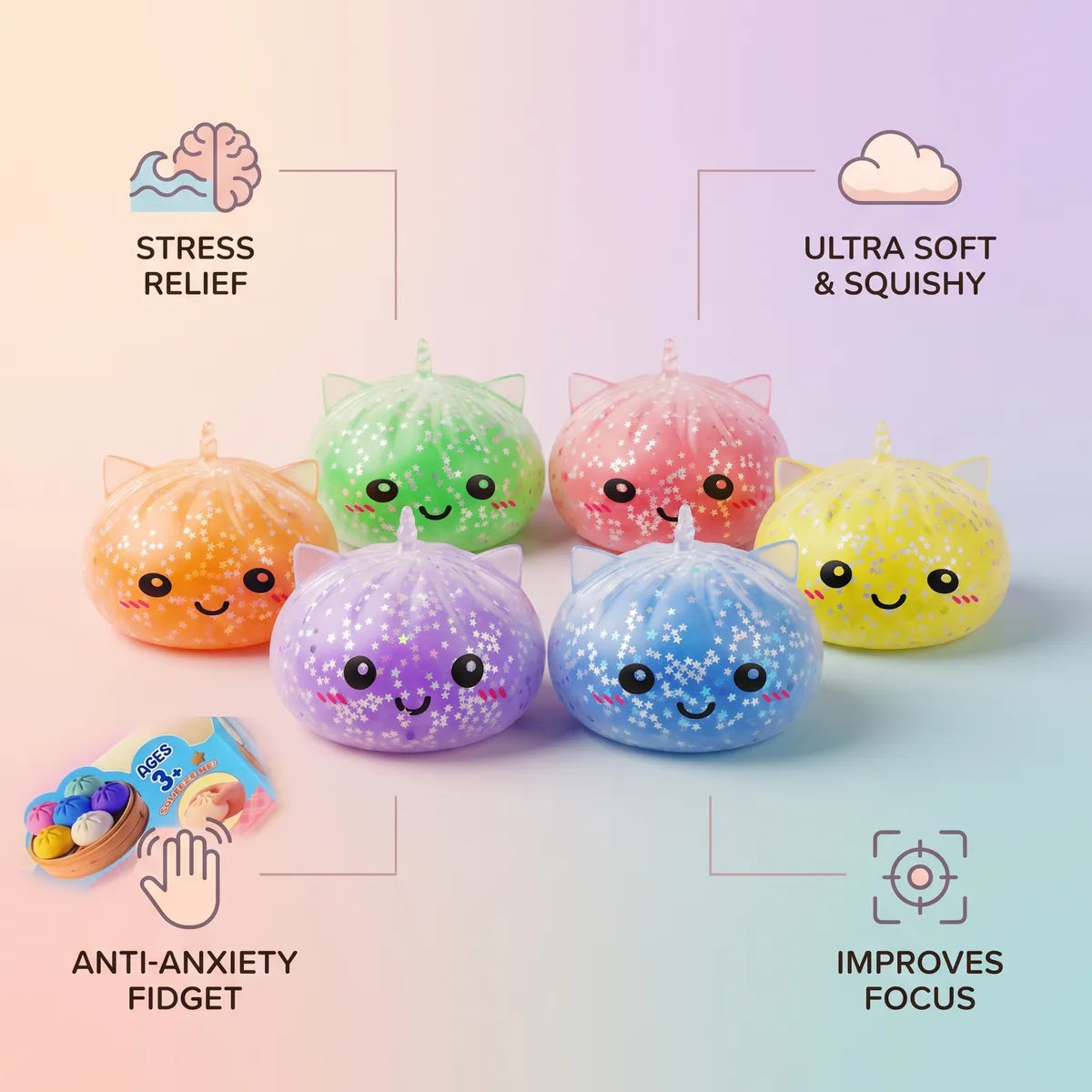 Starlit Mystery Sparkle Unicorn Dumpling Squishy - Image 7
