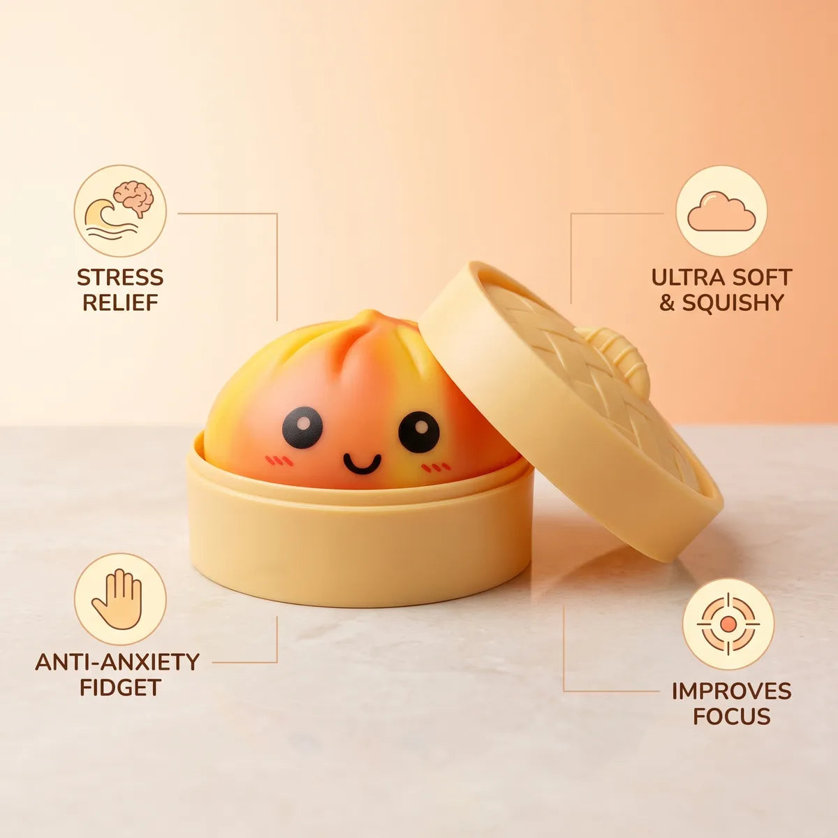 Sunset Orange Tie Dye Dumpling Squishy - Image 6