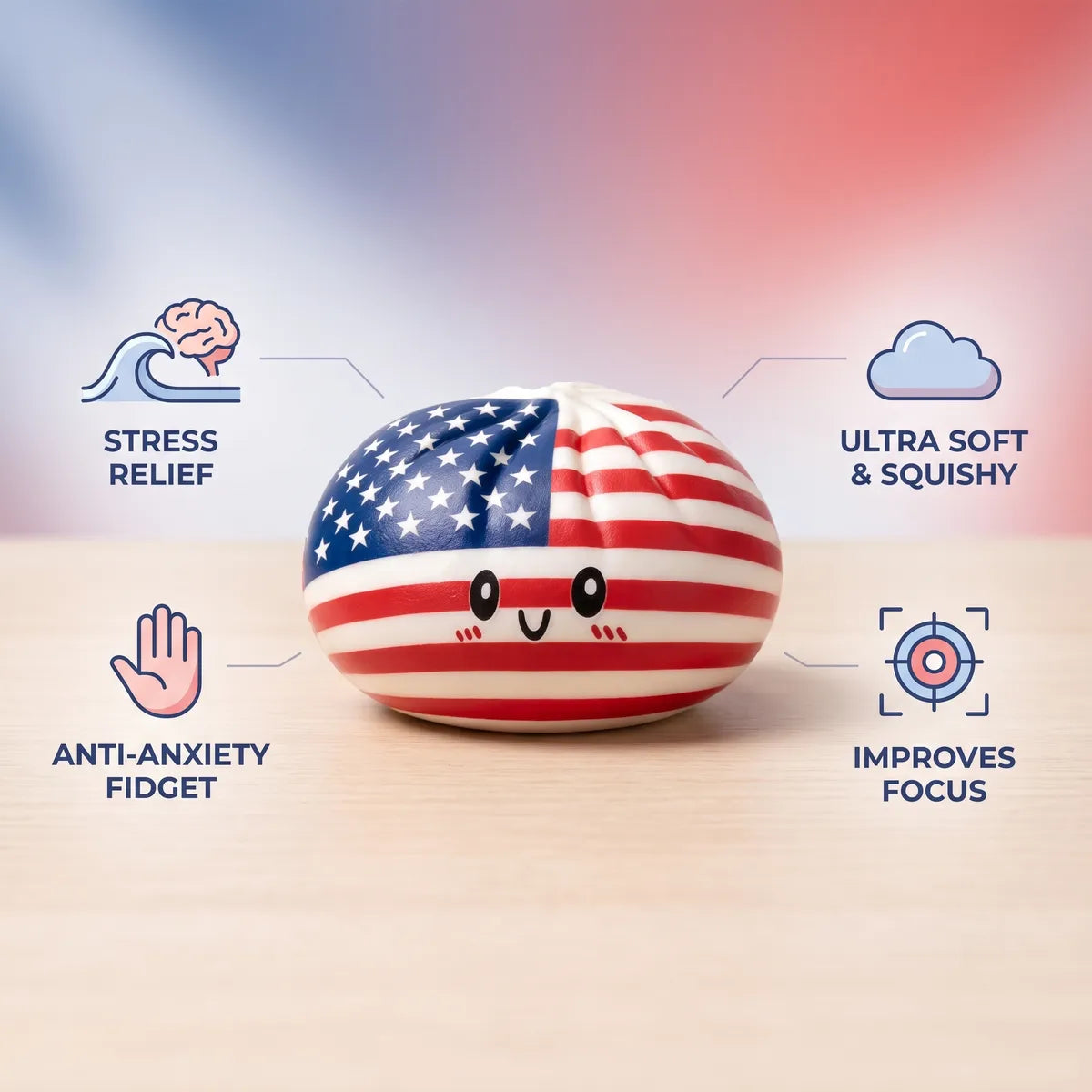 Liberty Patriotic 4th July Dumpling Squishy - Image 6