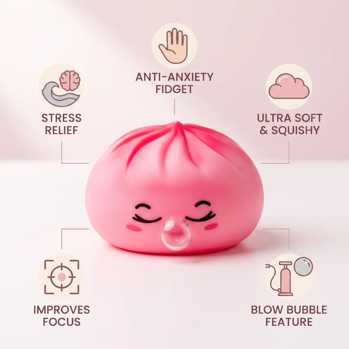 Blossom Pink Rare Blow Dumpling Squishy - Image 6
