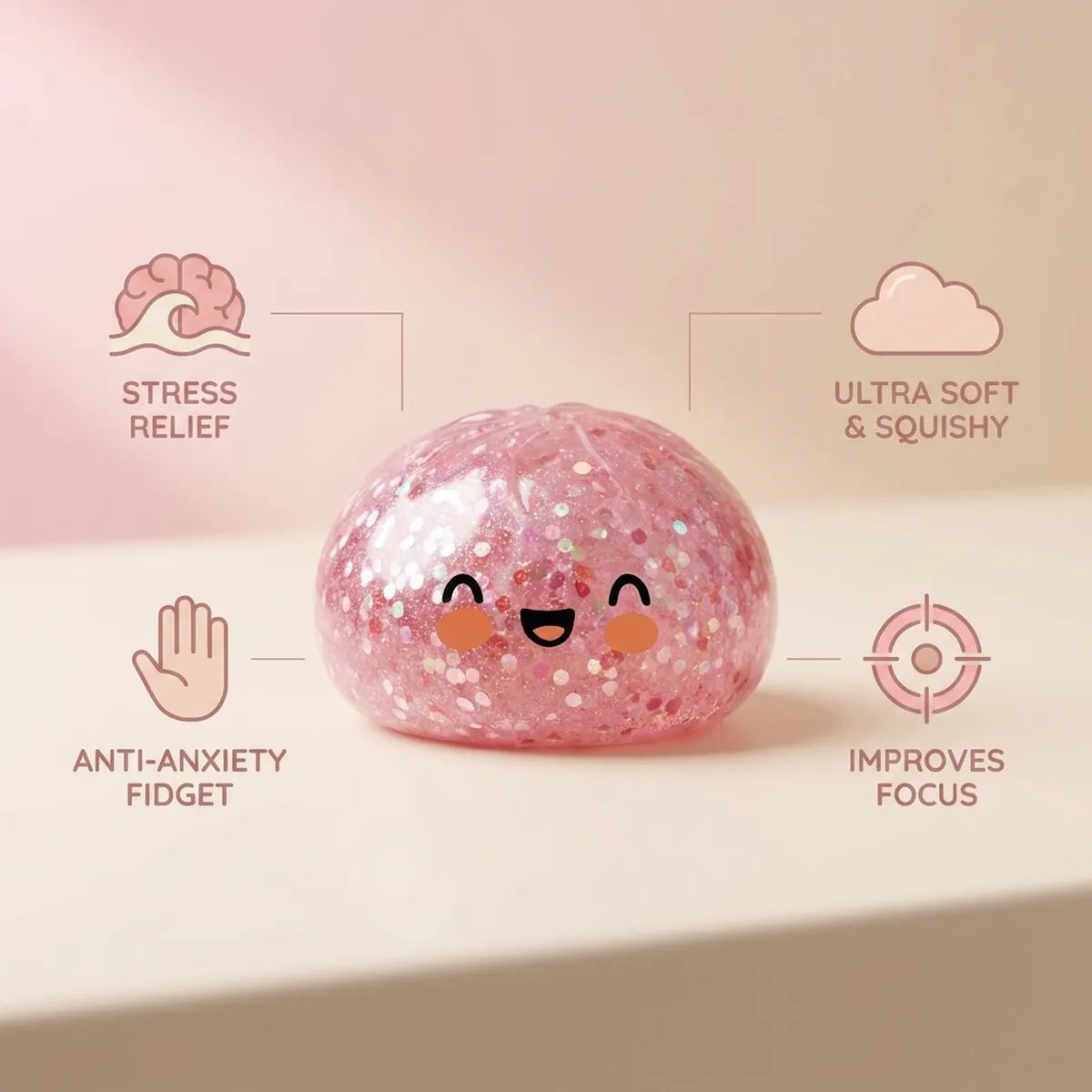 Bubblegum Pink Sparkle Dumpling Squishy - Image 6