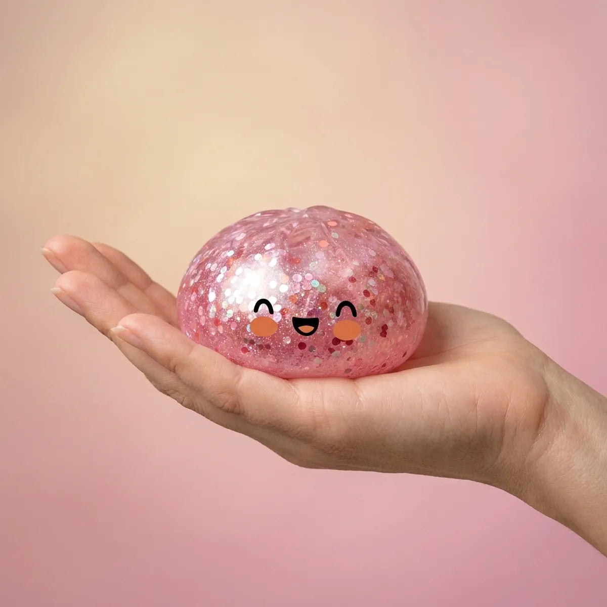 Bubblegum Pink Sparkle Dumpling Squishy - Image 3
