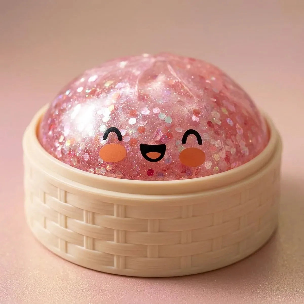 Bubblegum Pink Sparkle Dumpling Squishy - Image 2