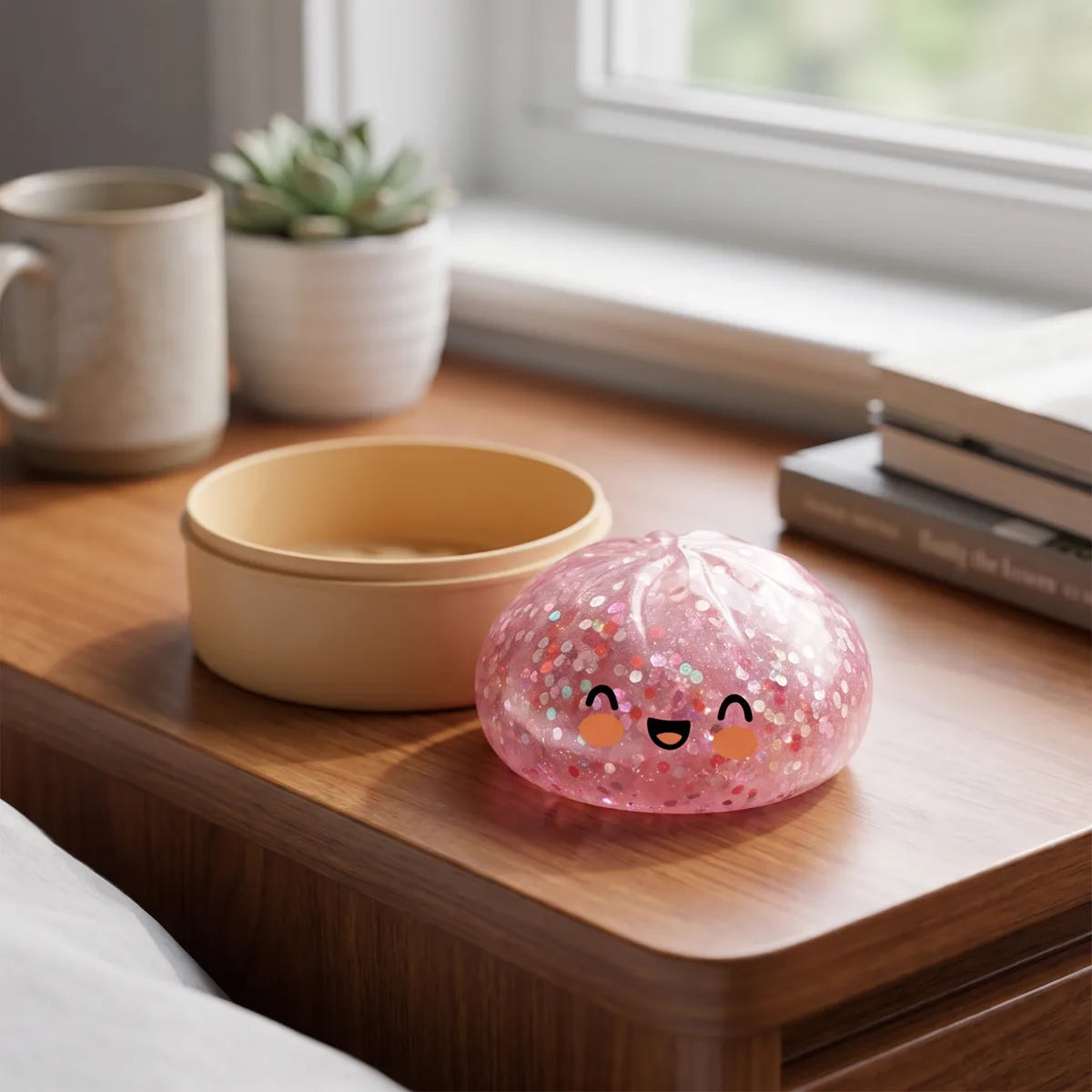 Bubblegum Pink Sparkle Dumpling Squishy - Image 8