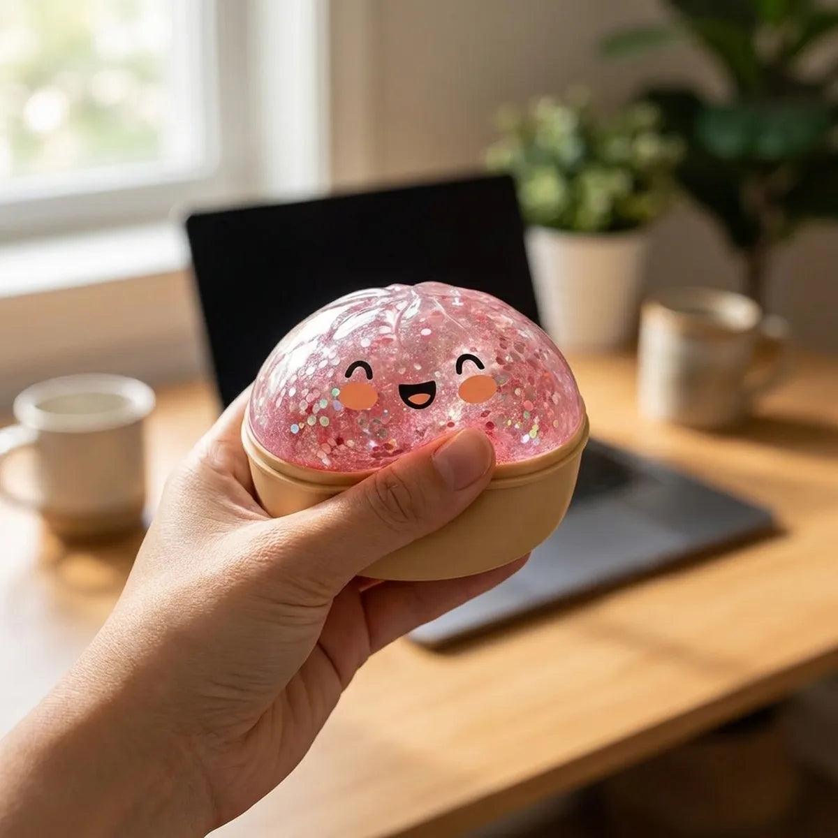 Bubblegum Pink Sparkle Dumpling Squishy - Image 7