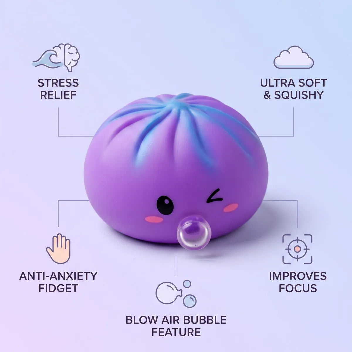 Cosmic Purple Rare Blow Dumpling Squishy - Image 6