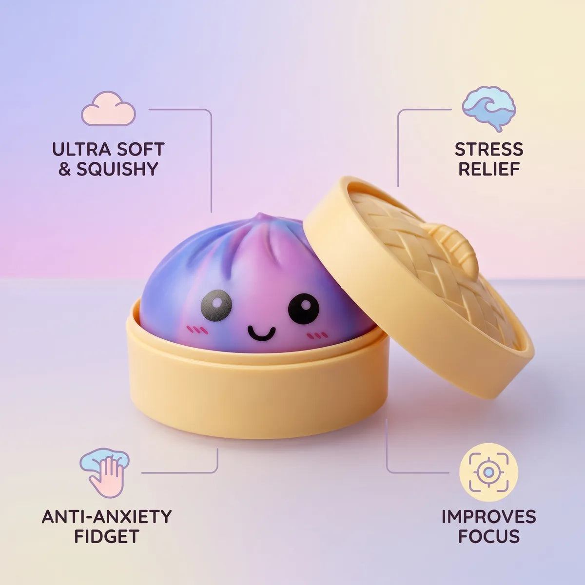 Dreamy Purple Tie Dye Dumpling Squishy - Image 6