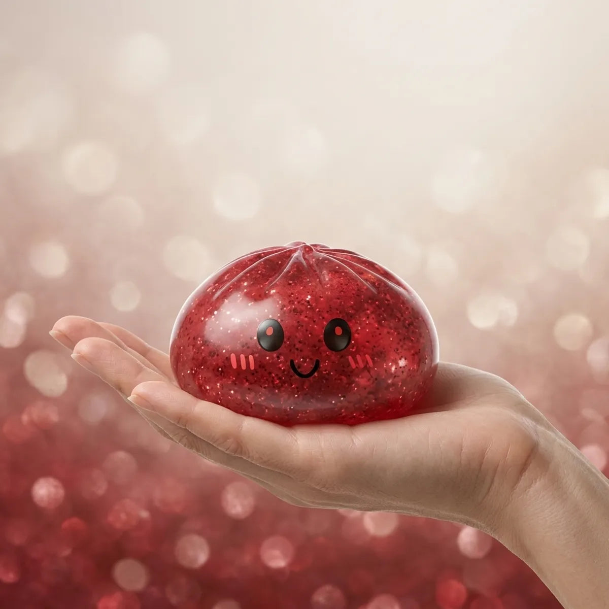 Lucky Red Glitter Dumpling Squishy - Image 3