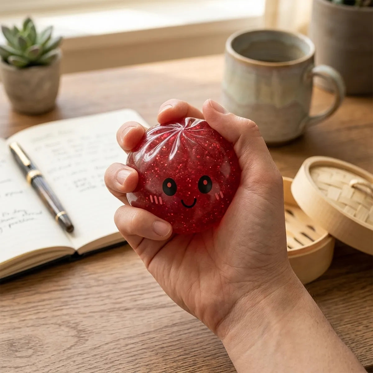 Lucky Red Glitter Dumpling Squishy - Image 7