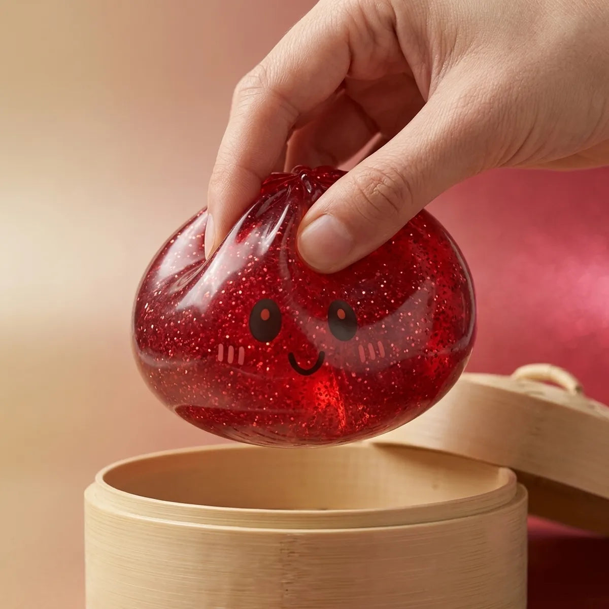 Lucky Red Glitter Dumpling Squishy - Image 5