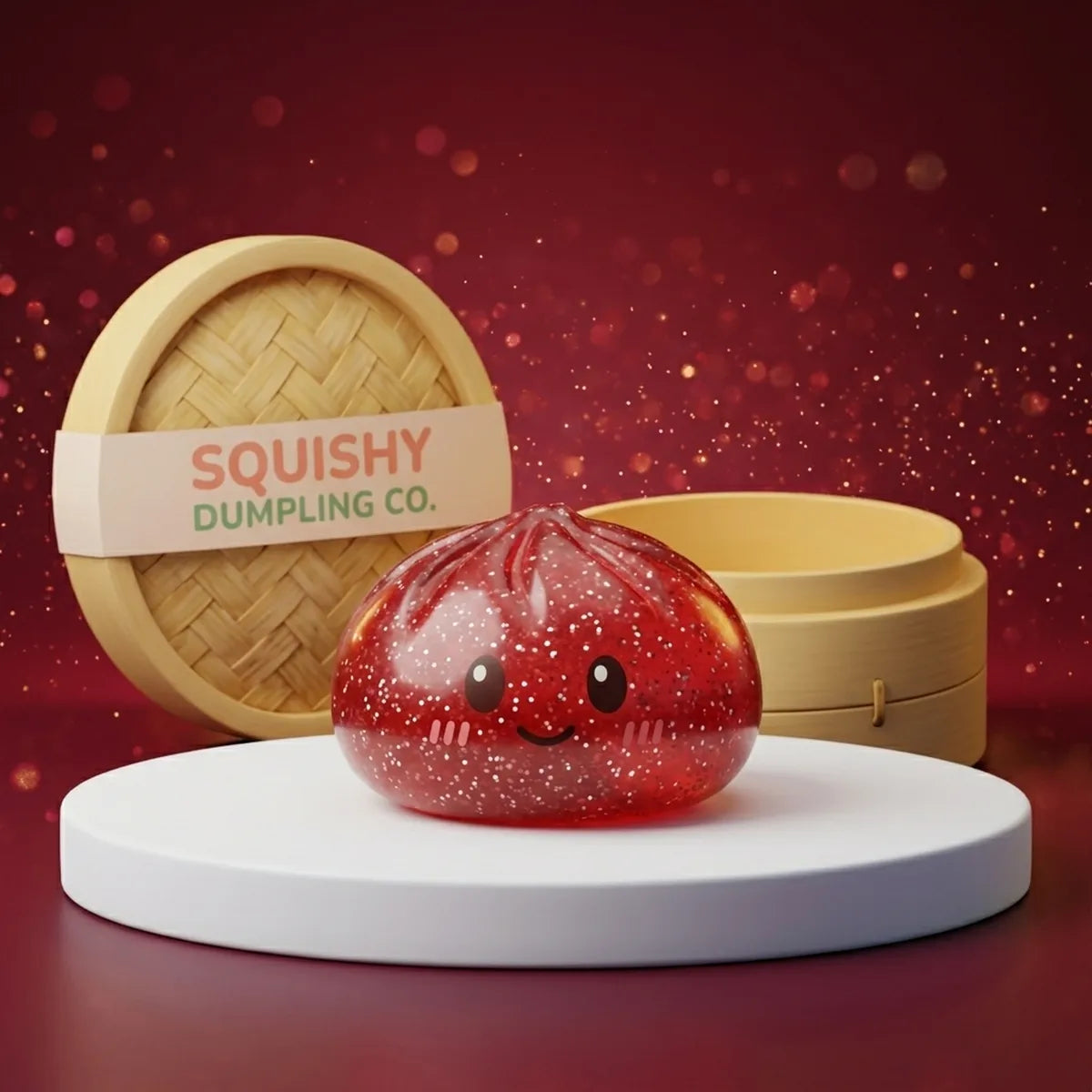 Lucky Red Glitter Dumpling Squishy