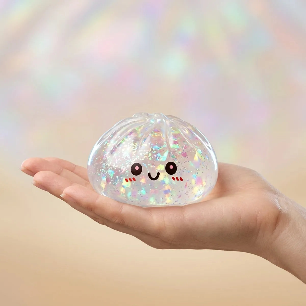 Shiny Silver Glitter Dumpling Squishy - Image 3
