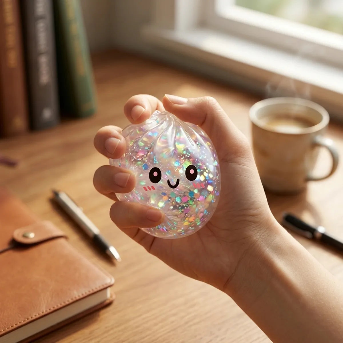 Shiny Silver Glitter Dumpling Squishy - Image 7