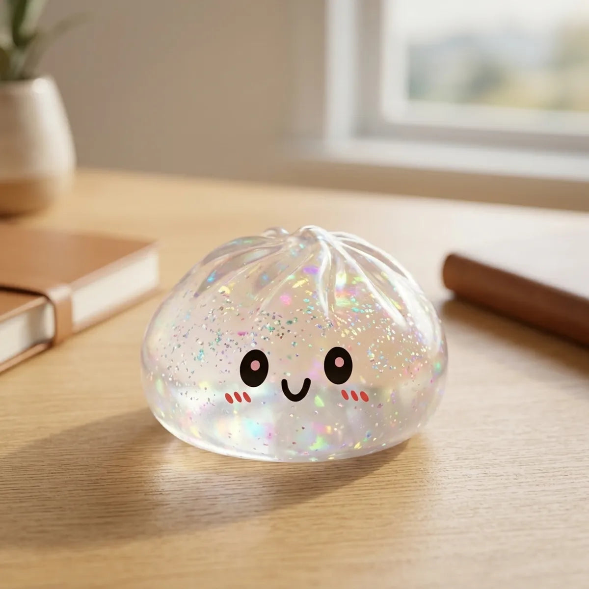 Shiny Silver Glitter Dumpling Squishy - Image 8