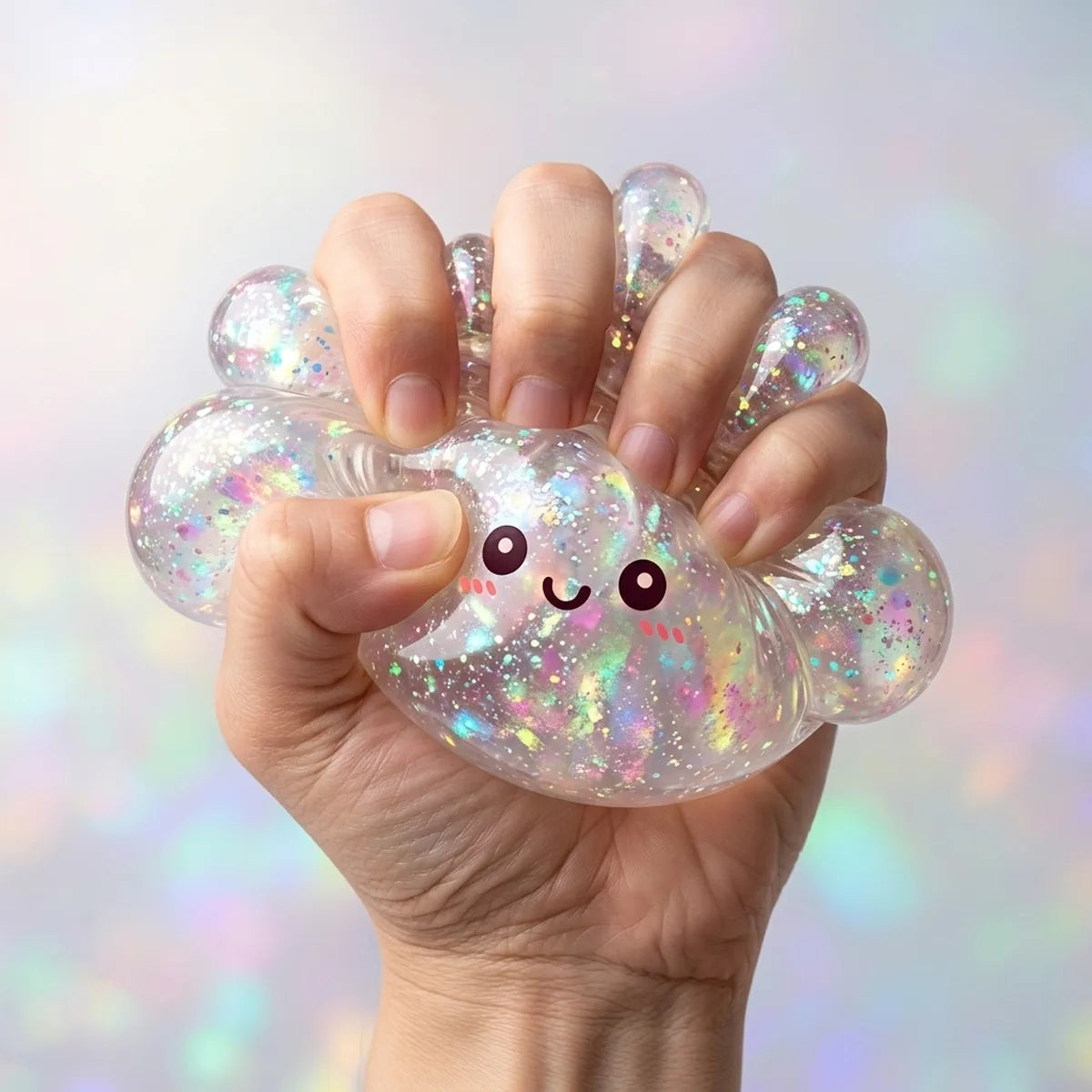 Shiny Silver Glitter Dumpling Squishy - Image 5