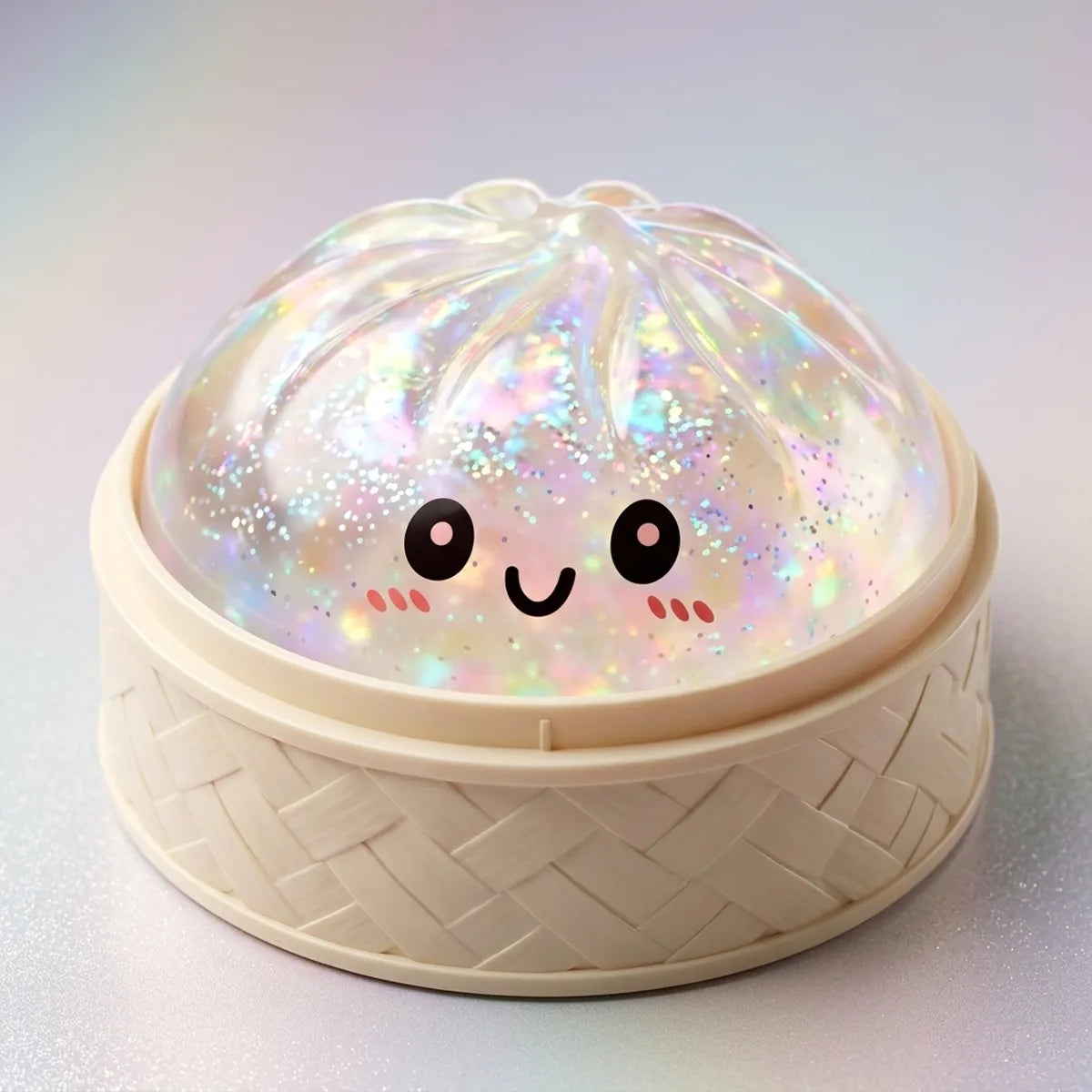 Shiny Silver Glitter Dumpling Squishy - Image 2