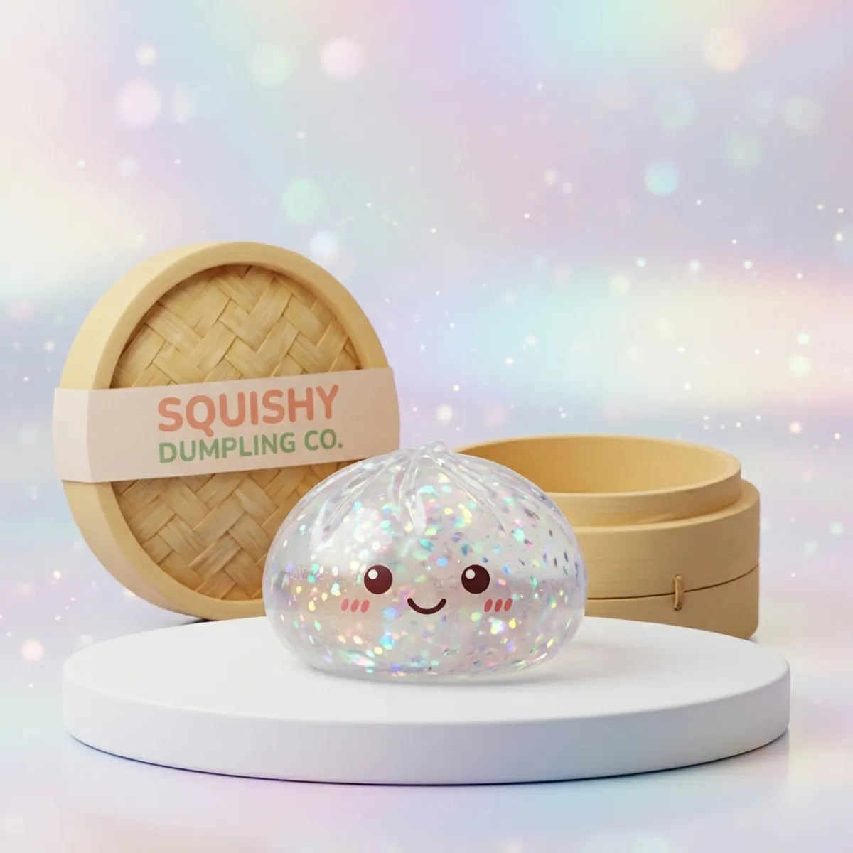 Shiny Silver Glitter Dumpling Squishy