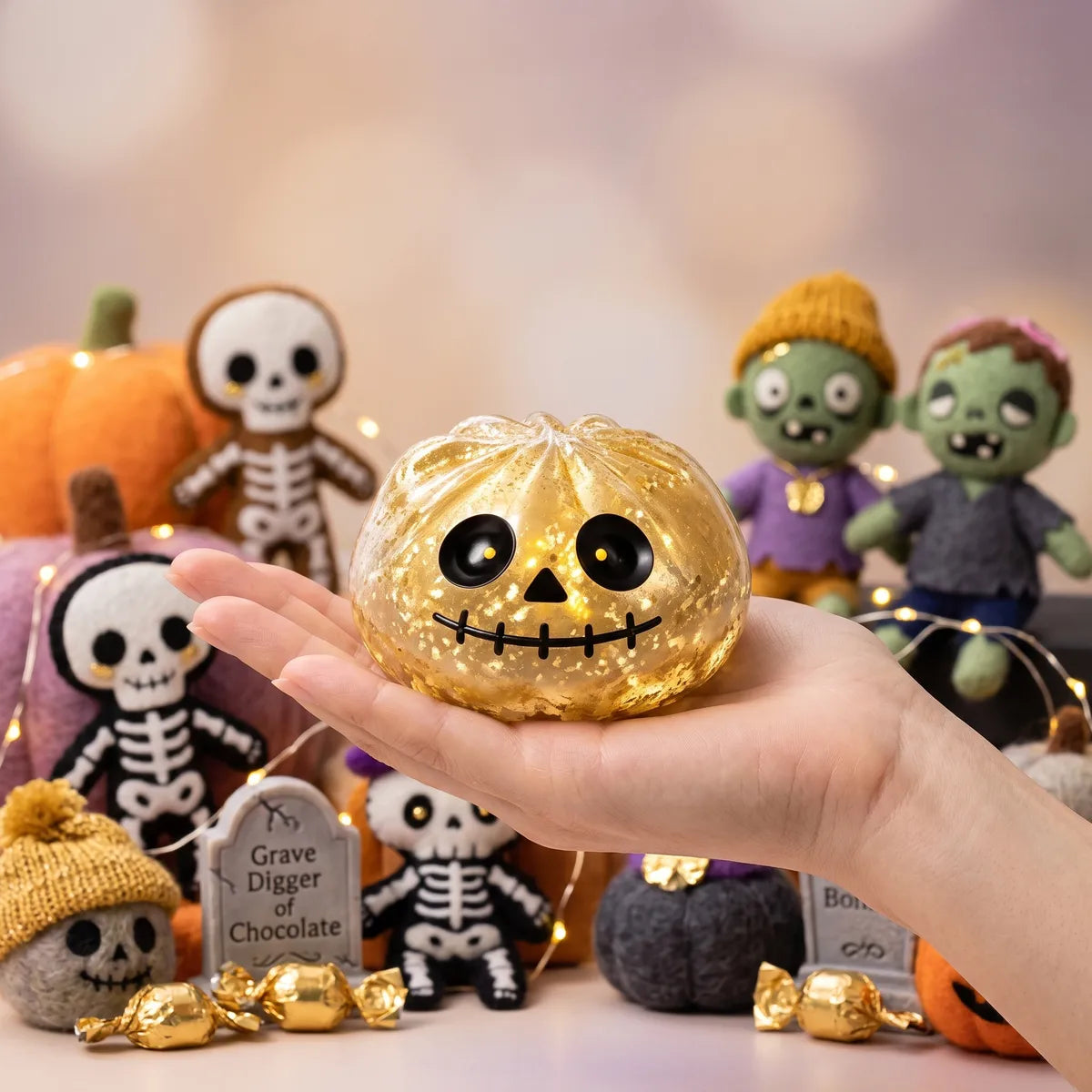 Golden Zombie Halloween Dumpling Squishy - Image 3