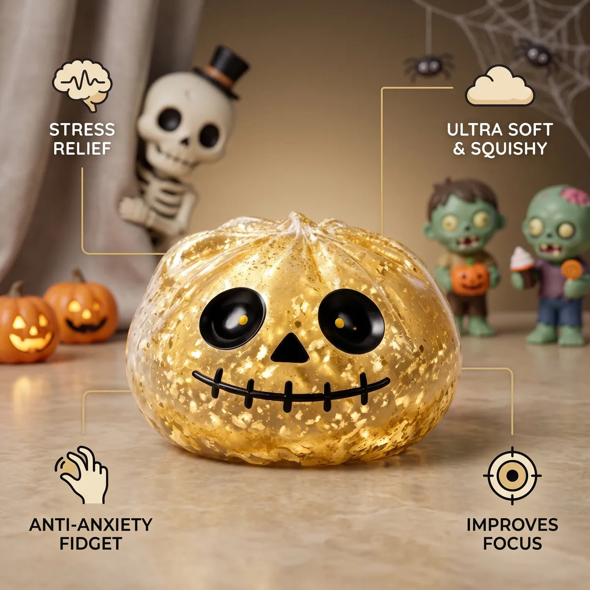 Golden Zombie Halloween Dumpling Squishy - Image 6
